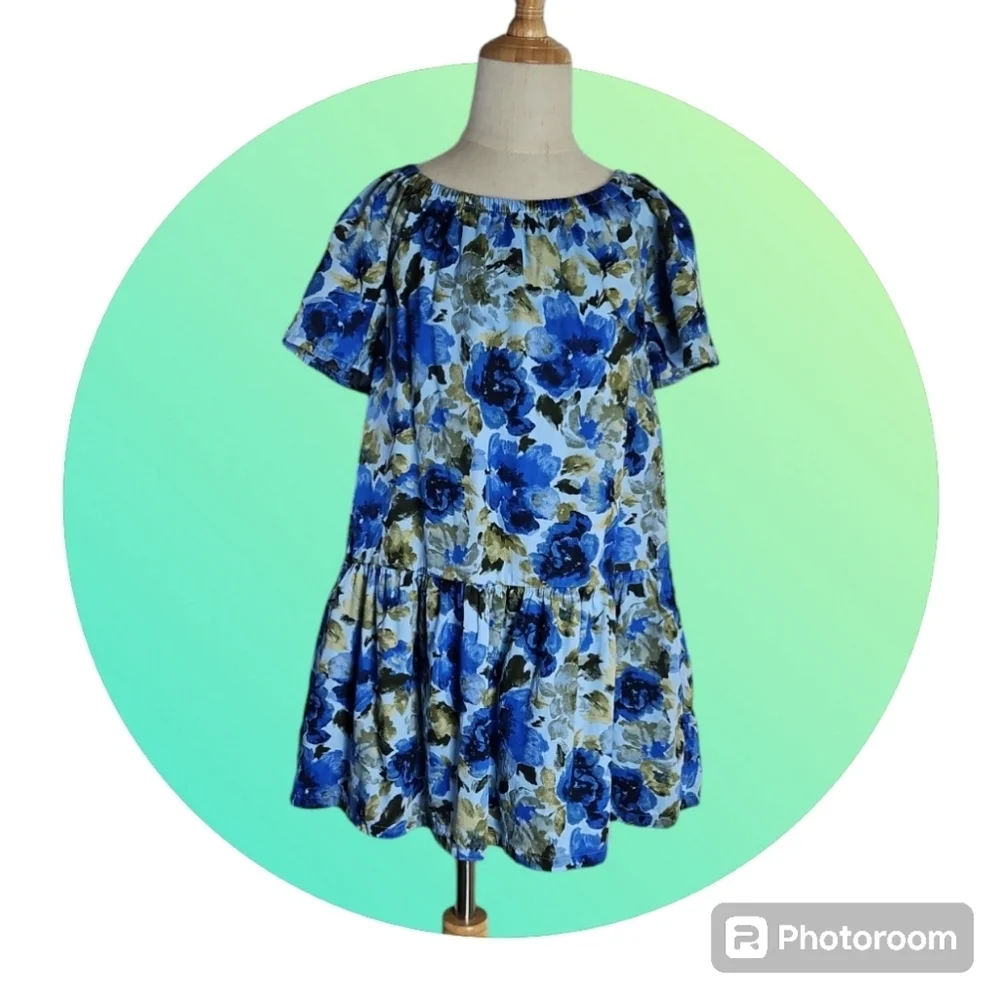 GAP Kids Girls Floral Dress Size Small 6-7 years Blue Green